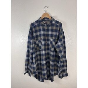 Levi's Plaid Flannel Button-Up Shirt Men's Large – Navy/Beige